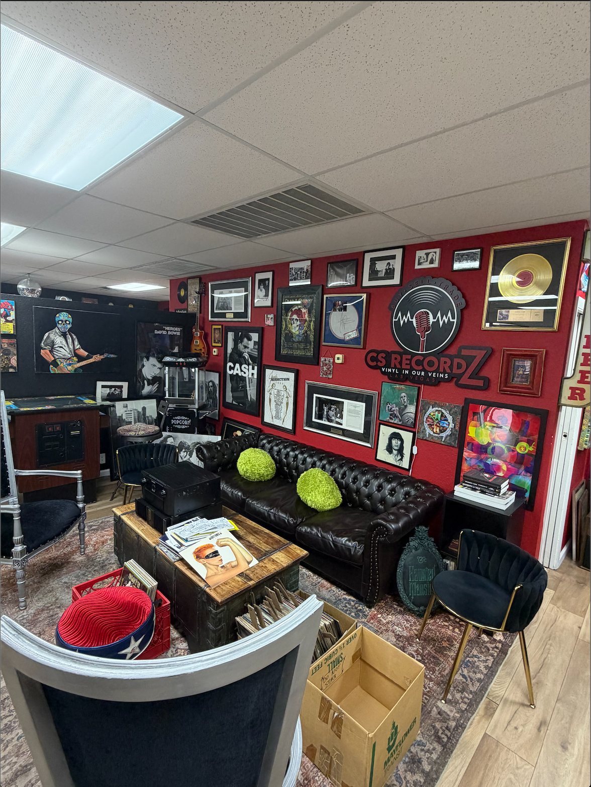 Vintage band t-shirts on a rack